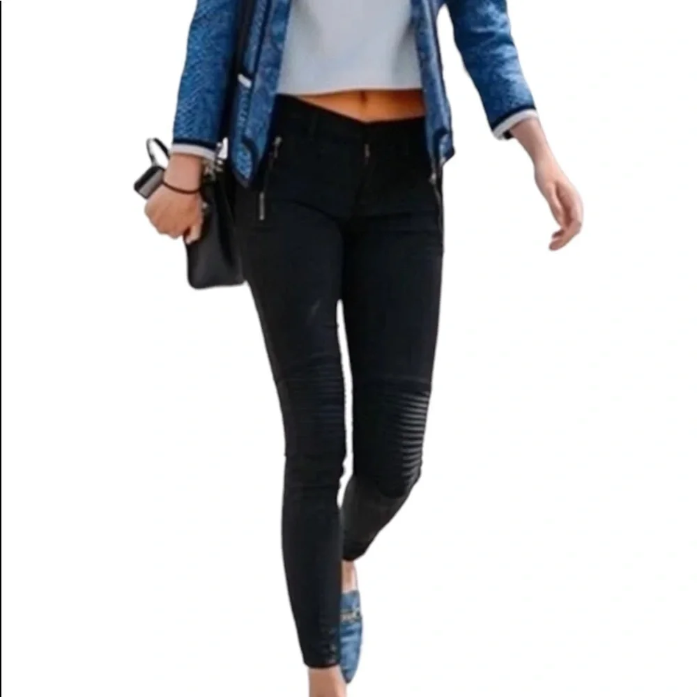 Madewell‎ Skinny Skinny Moto Black Coated Jeans